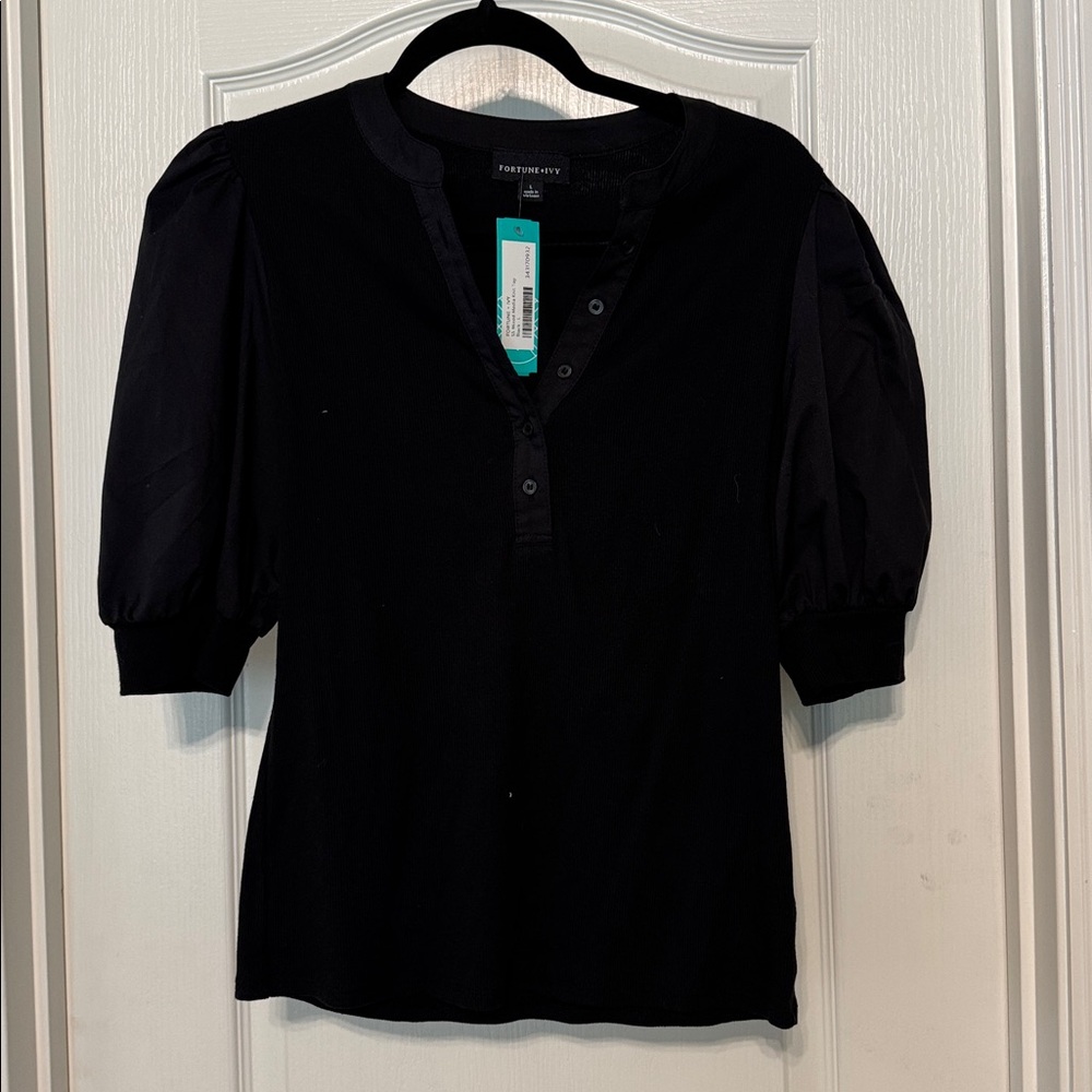 Black Puff Sleeve Top